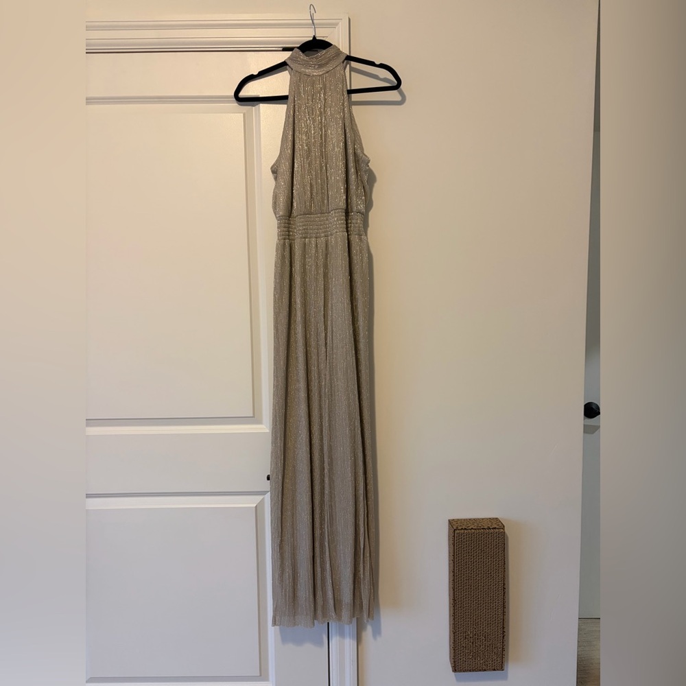 Vince Camuto Silver and Gray Halter Dress